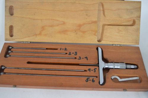 Scherr-tumico depth gage gauge micrometer 1-6&#034; with original case for sale