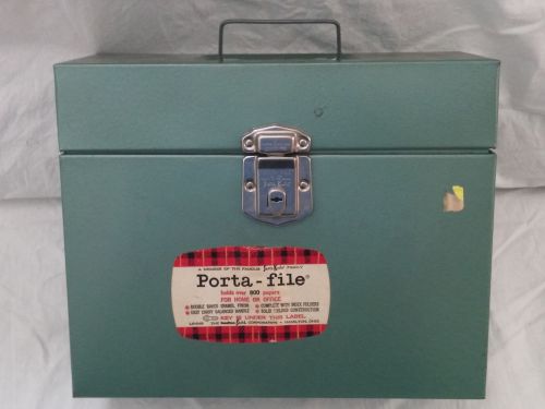 Rare Vintage Green Metal Porta-File with Key Hamilton Skotch Enamel Finish