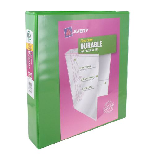 Avery Durable View Binder with 1.5 inch Rings, Green, 1 Binder (17835)
