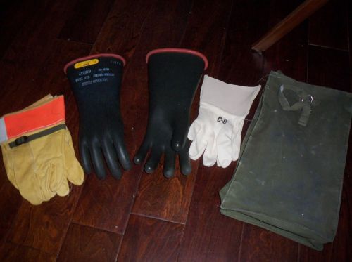 lineman gloves high voltage insulating rubber with leather 9.5 north class 2 usa