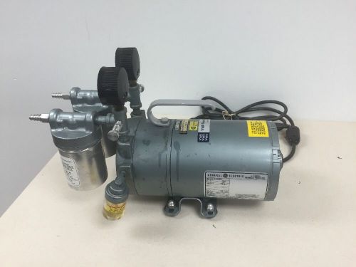 Gast VWR Scientific Rotary Vane Vacuum Pump GE 1/3 HP Motor Gauges &amp; Oil Can