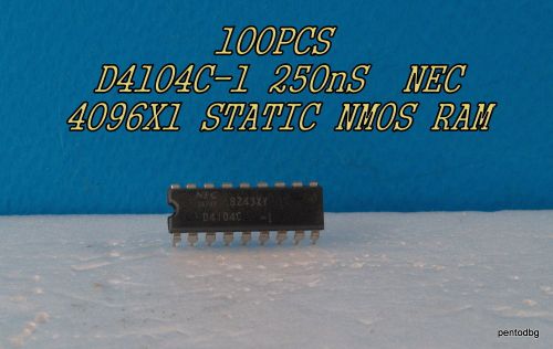 100 PCS D4104 -1 NEC JAPAN 4K 4096X1 NMOS STATIC RAM 250ns 28mW DIP-18  NOS RARE
