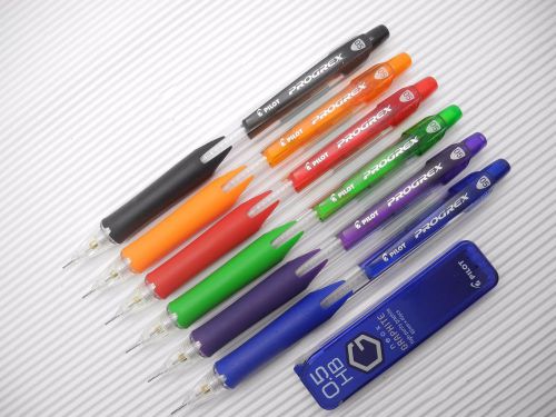 6 Colors Barrel Pilot PROGREX H-125C 0.5mm mechanical pencil free HB leads(Japan