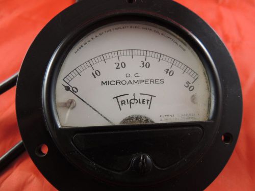 Antique Triplett 0-50 D.C. Microamperes Gauge Wired and Ready! Bakelite Plastic