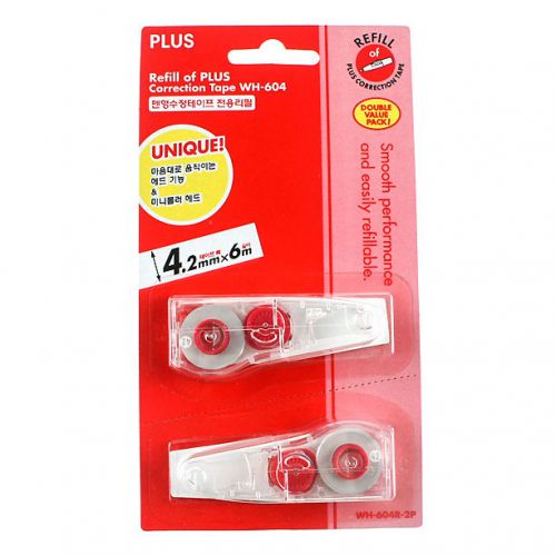 2 x Plus Japan Whiper MR Correction Tape Refills WH-604R-2P 4.2mm x 6m Refill