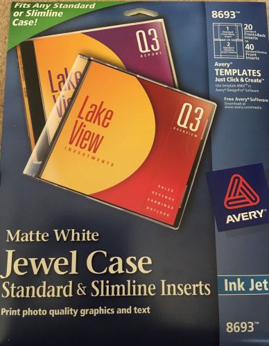 Avery Dennison 8693 CD/DVD Case Inserts,Ink Jet,20Front/Back Inserts,Matte White