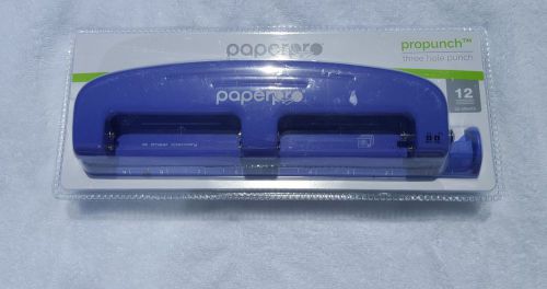 NEW Purple Compact 3-Hole Punch; 12 Sheets; Locking Handle