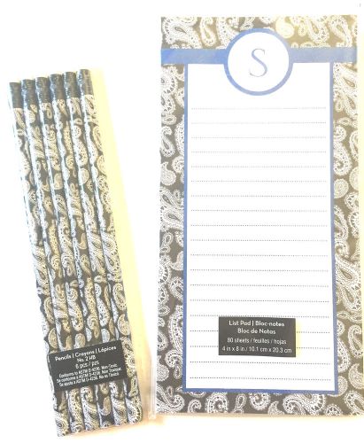 MICHAELS MAGNETIC NOTE PAD WITH 80 SHEETS EACH WITH LETTER &#034;S&#034; &amp; 6 PENCILS