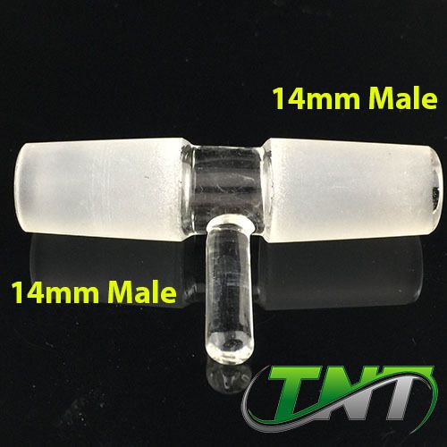 14mm Male to 14mm Male Straight Adapter w/ Handle Connector Clear Glass (LG-11)