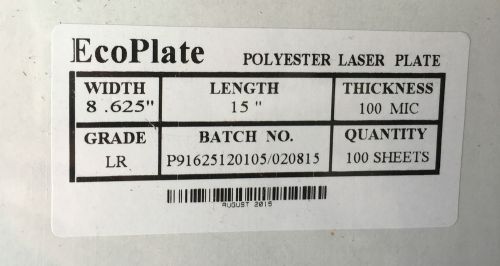 Polyester plates / Laser Plates 8.625 x 15&#034; ECO PLATE