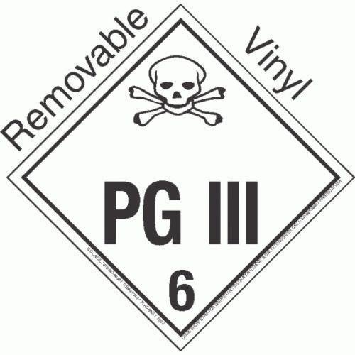 PG III Placard, Worded, Removable Vinyl, Pack of 25
