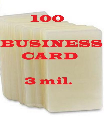 Business Card 100 PK 3 mil Laminating Laminator Pouches/Sheets  2-1/4 x 3-3/4