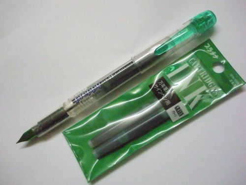 (1 Pen +2 Cartridges) Platinum Preppy 0.3mm Fine nib Fountain Pen, Green