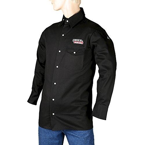 Lincoln electric black medium flame-resistant cloth welding shirt for sale