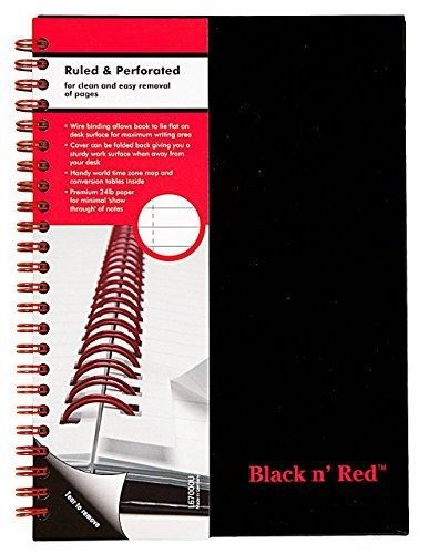 Case of 6 black n&#039; red twin business notebook, hardcover, wired, 8-1/4 x 5-7/8 for sale