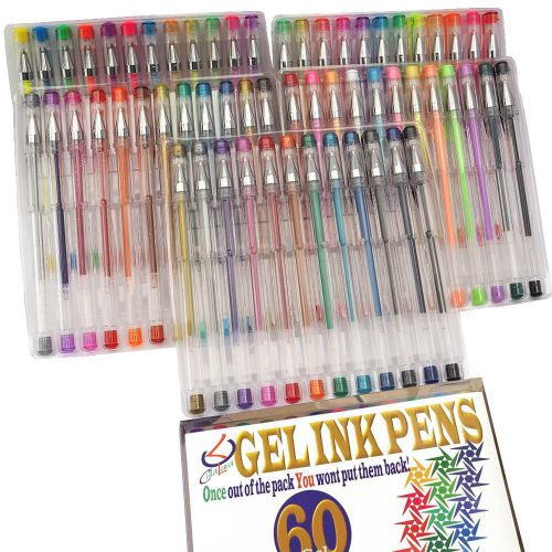 Culaluva gel ink pens 60 gel pen set with compact pvc case has 59 assorted co... for sale