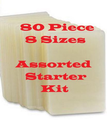 Assortment starter kit . laminating laminator pouches sheets  8 sizes 80 pcs for sale