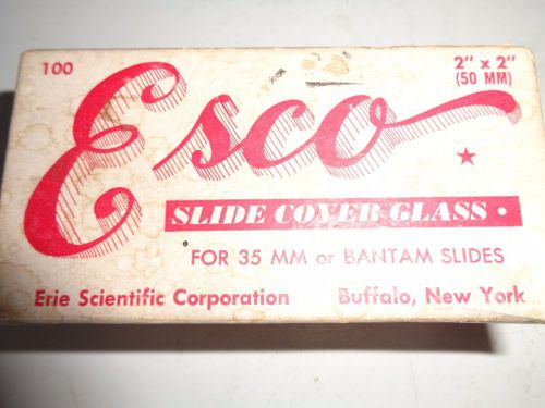 BOX OF 100 VINTAGE  ESCO SLIDE COVER GLASS FOR 35mm OR BANTAM SLIDES 2” x 2”