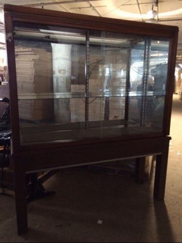 Wall showcases wood glass display case shelves doors lights used store fixtures for sale