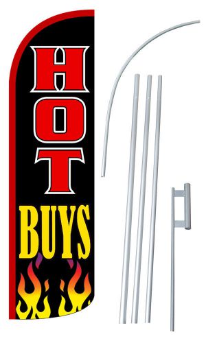 Hot Buys Extra Wide Windless Swooper Flag Jumbo Banner Pole /Spike