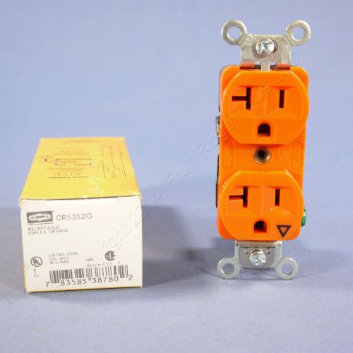 New Hubbell Bryant Orange ISOLATED GROUND Receptacle Duplex Outlet 20A CR5352IG