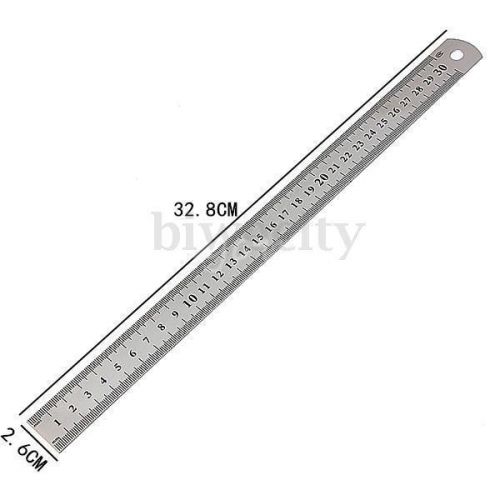 30cm Stainless Steel Metal Ruler Rule Precision Double Sided Measuring Tool New