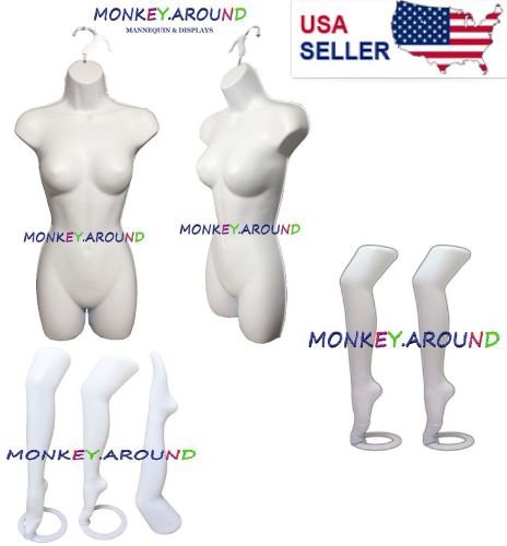 1 female white mannequin body form,1 hook +1 leg, display shirt dress leggings for sale