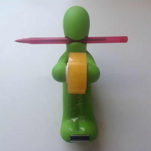 Ikonee Design Lime Green Tape Dispenser Pencil Pen Holder~6.5&#034; X 2&#034;~Magnet~CUTE!