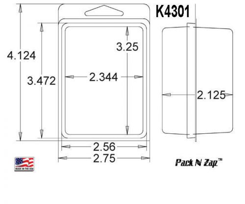 K4301: 875 - 4&#034;H x 3&#034;W x 2.1&#034;D Clamshell Packaging Clear Plastic Blister Pack