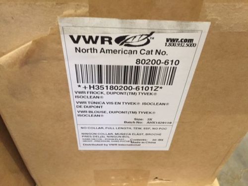 VWR Signature Frocks /Tyvek IsoClean Material 80200-610 3X-Large White Box of 30