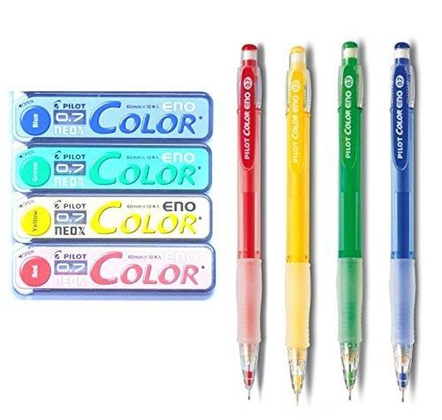 Pilot Color Eno Neox Mechanical Pencil Lead, 0.7 mm , 4 color set (Red, Yellow,