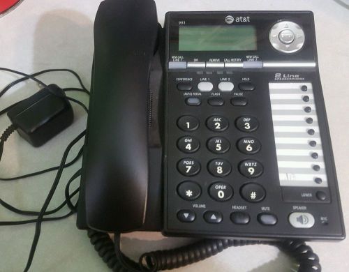 AT&amp;T 993 Office Phone Corded 2-Line Display Black Speaker  CID &amp; Power 6 avail.