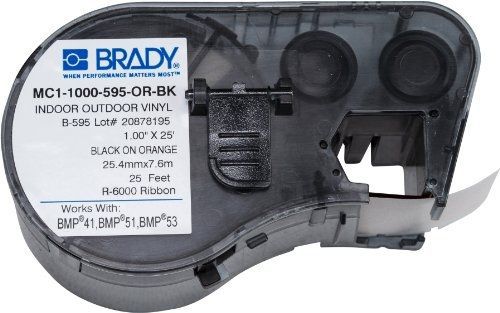 Brady MC1-1000-595-OR-BK Labels for BMP53/BMP51 Printers