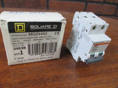 NEW Square D MG24452 34638 20A 2 Pole Din Rail Brkr Merlin Gerin 2 for C60N