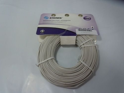 STEREN BL-324-100WH 100&#039; WHITE 6-CONDUCTOR TELEPHONE LINE CORD