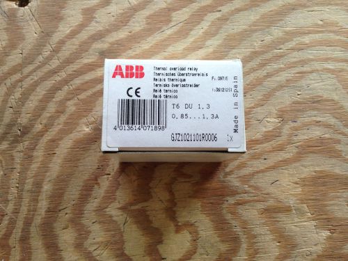 ABB T6DU1.3 THERMAL MINI OVER LOAD RELAY 0.85-1.3A B SERIES *NEW IN BOX*