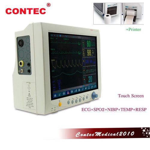 Touch screen 12.1 tft icu patient monitor ecg ekg spo2 nibp resp temp pr printer for sale