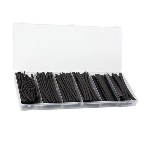 170pc kit 4&#034; black 2:1 heat shrink tubing sleeving wrap 1/16&#034; to 3/8&#034; sizes for sale