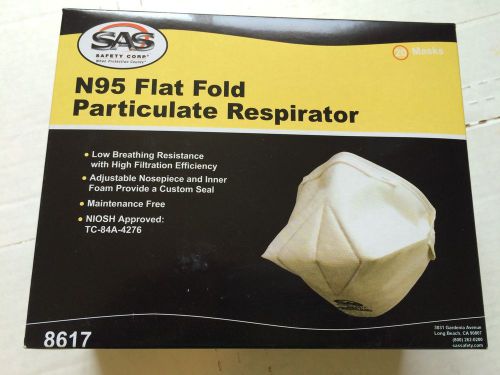 SAS N95 Flat Fold Particulate Respirator 20 Pieces Dust Mask #8617 Safety