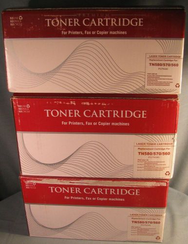 LOT OF 3 COMPATIBLE WITH BROTHER TN580/TN570/TN560 FACTORY SEALED BOX FREE SHIPP
