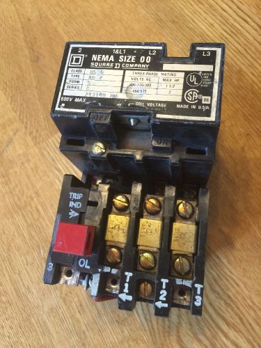 Nice used square d nema size 00 electric motor starter for sale