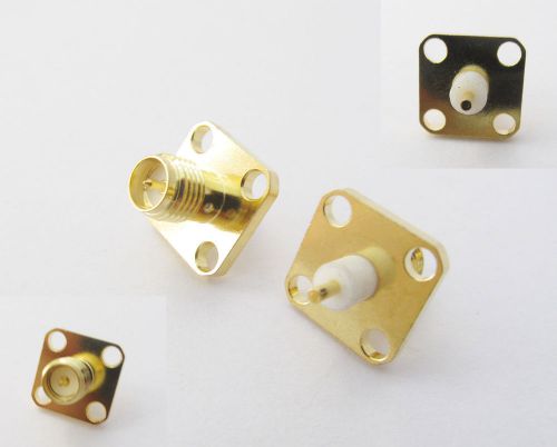 RP-SMA Female Jack Male Pin Chassis Panel Mount 4 Hole Solder Connector