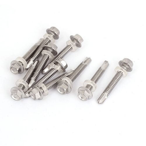 10pcs m5.5 x 38mm roofing flanged hex washer head self-drilling tek screws for sale