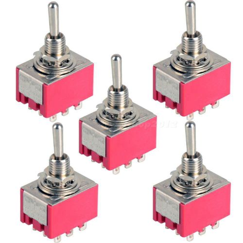 5Pcs 9-Pin Mini Toggle Switch 3PDT 2 Position ON-ON 2A250V/5A125VAC MTS-302 SWTN