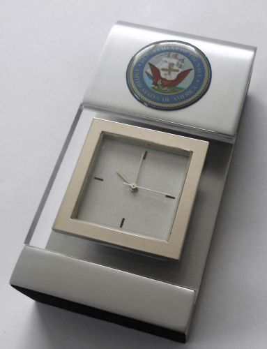 U.S. Navy Business Card Holder with Clock