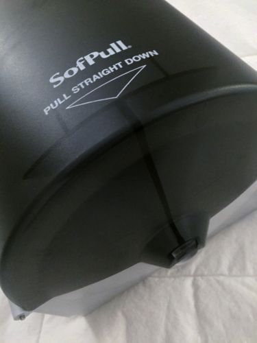 Two georgia-pacific sofpull translucent smoke paper towel dispenser for sale