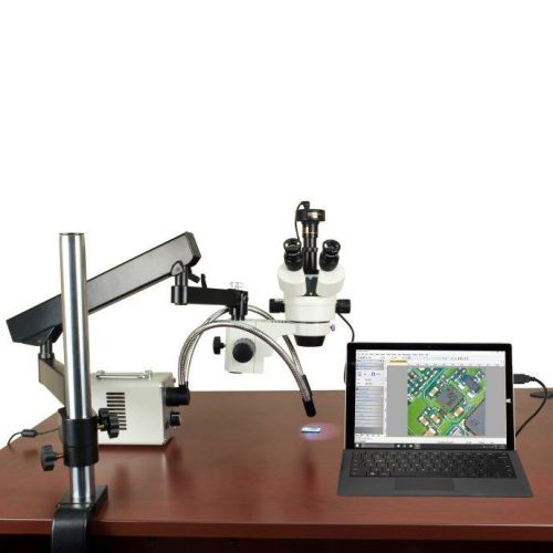 2.1x-225x 1.3mp digital articulating zoom stereo microscope 30w led fiber lights for sale