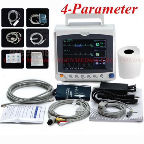 8.4-inch 4-parameter icu patient monitor ecg/ekg spo2 vital signs nibp + printer for sale