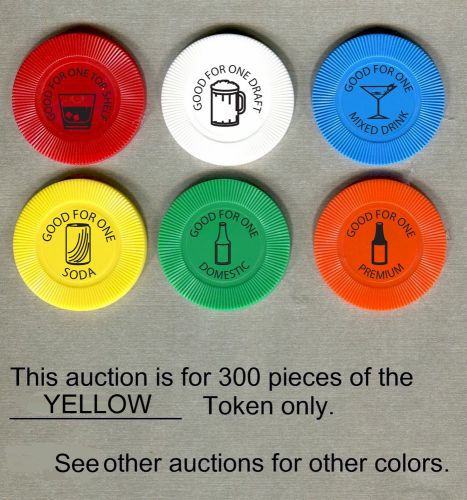 Drink Tokens, Bar Chips, Poker Chip Tokens,300 YELLOW Tokens in this auction