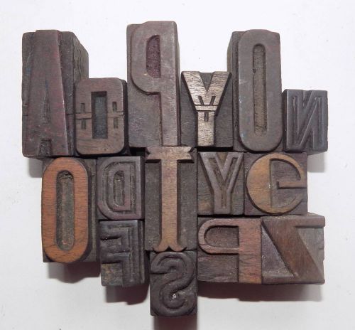 Letterpress Letter Wood Type Printers Block &#034;Lot of 15&#034; Typography #bc-51